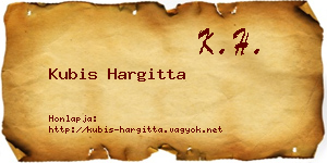 Kubis Hargitta névjegykártya